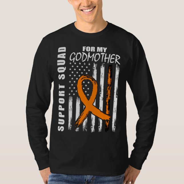 Camiseta GodMother Support Squad Leukemia Awareness USA Fla (Anverso)