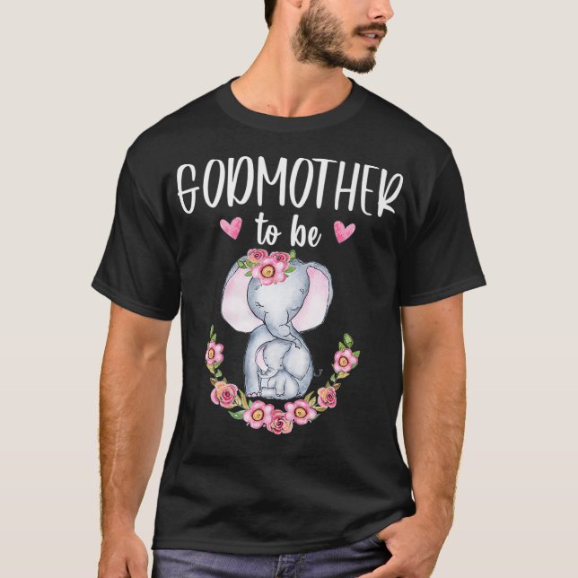 Camiseta GodMother To Be Elephant Baby Shower Floral Premiu (Anverso)