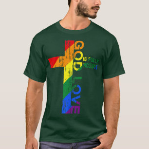 Camiseta Gods Love Is Fully Inclusive Christian Jesus LGBT