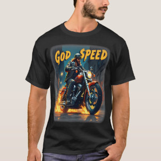 Camiseta Godspeed Jesus Biker Motocicleta Cristiana Faith T