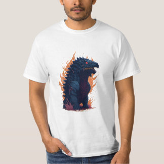 Camiseta Godzilla con fuego de leña