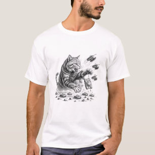 Camiseta Godzilla Gato - Comandante de Tanque