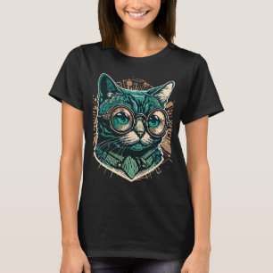 Camiseta Goggle anamorfo lindo con familia única de gatos