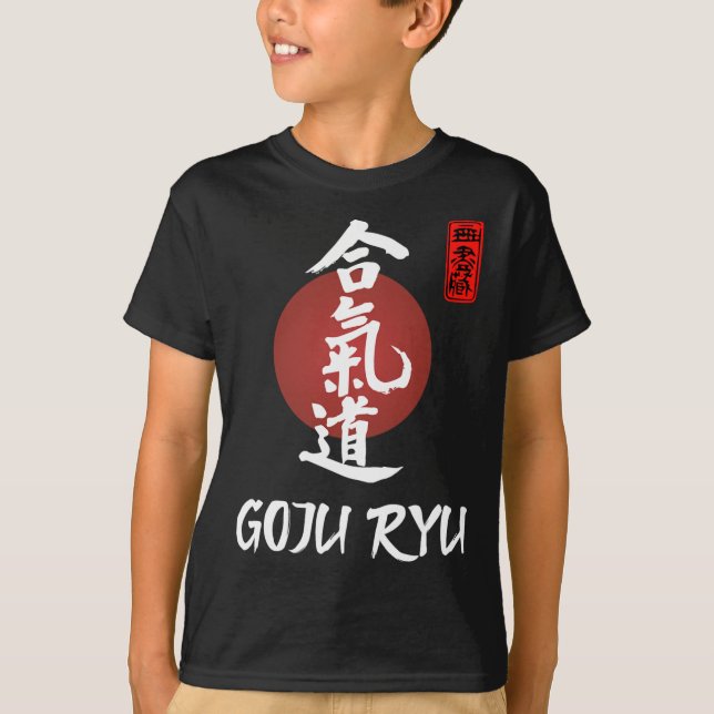 Camiseta Goju Ryu Karate Uniforme Goju Ryu Uniforme Calligr (Anverso)