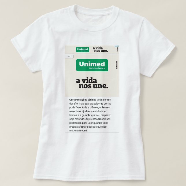 Camiseta gola canoa Feminina simples  (Diseño del anverso)