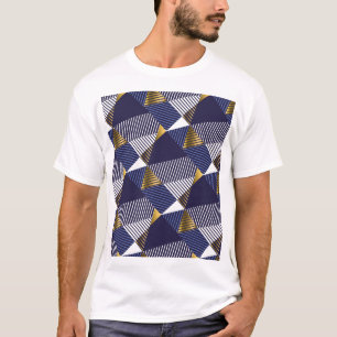 Camiseta Gold Blue Luxury: Patrón sin soldadura geométrica