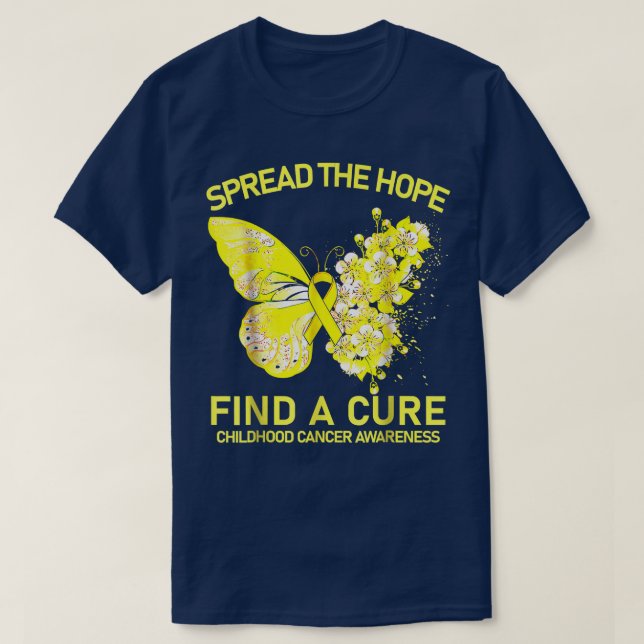 Camiseta Gold Butterfly Spread The Hope Find A Cure Childho (Diseño del anverso)