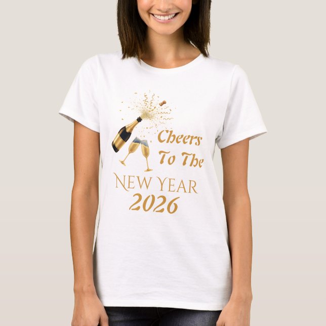 Camiseta  Gold Champagne Cheers New Year (Anverso)