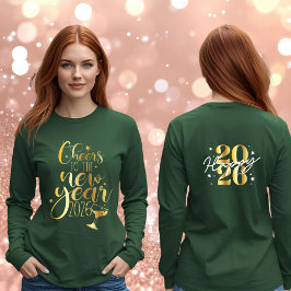 Camiseta Gold Cheers to the New Year 2026 Happy New Year