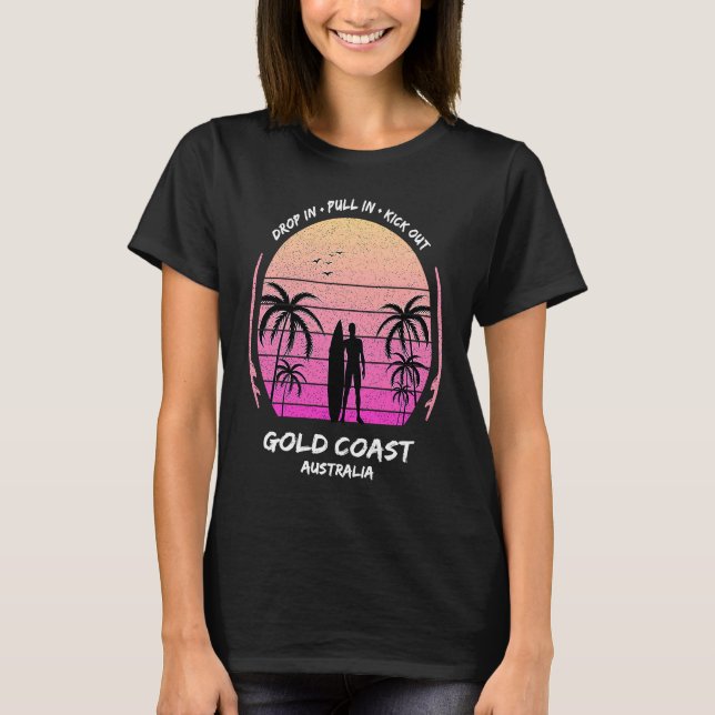 Camiseta Gold Coast Australia Palms Drop Pull Kick Surfing  (Anverso)