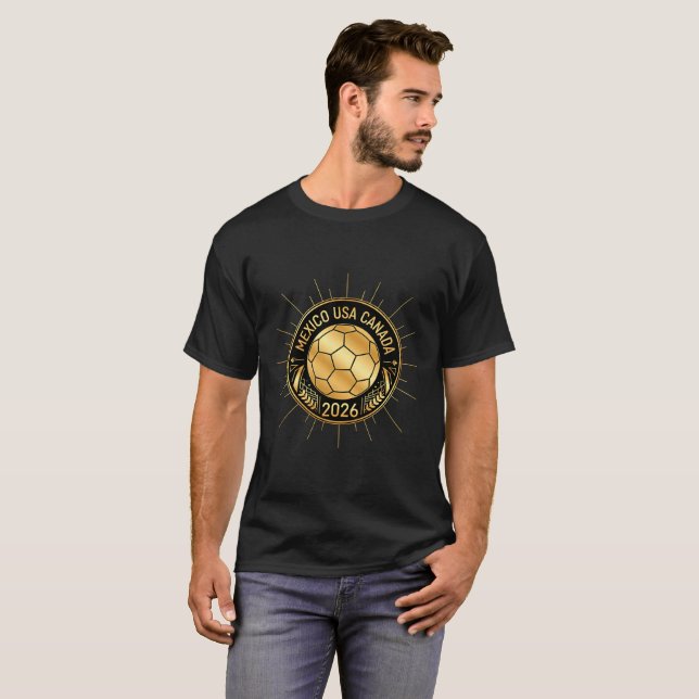 Camiseta Gold Football Emblem 2026 | Mexico USA Canada (Anverso completo)