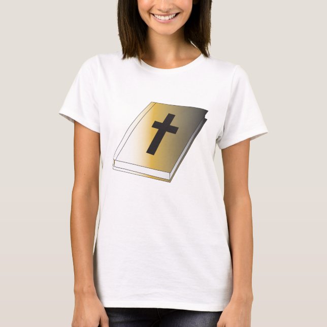 Camiseta Gold Holy Bible with Black Cross Religious (Anverso)