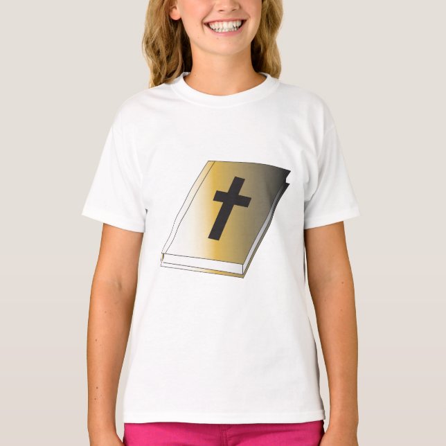 Camiseta Gold Holy Bible with Black Cross Religious (Anverso)