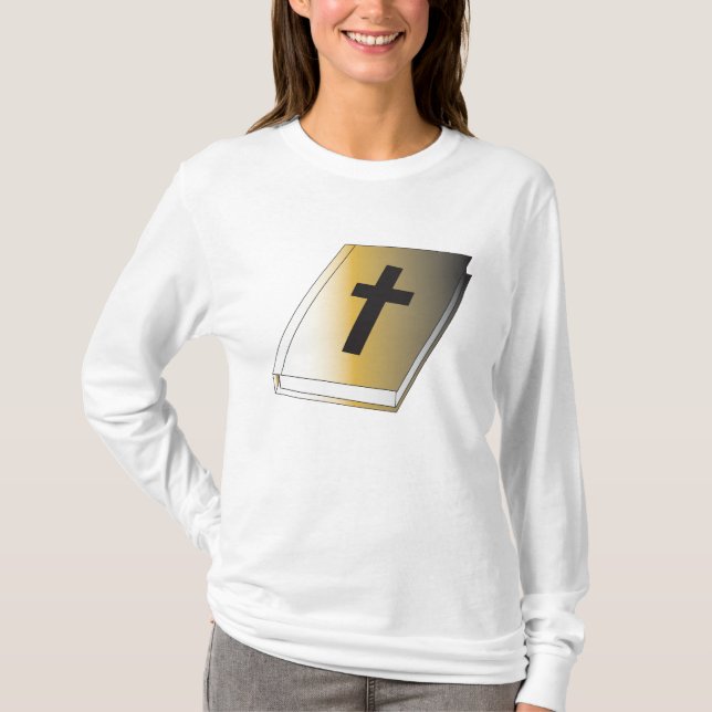 Camiseta Gold Holy Bible with Black Cross Religious (Anverso)