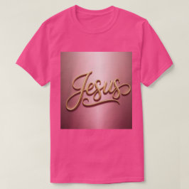 Camiseta Gold Jesus Script Pink Basic Men's T-Shirt