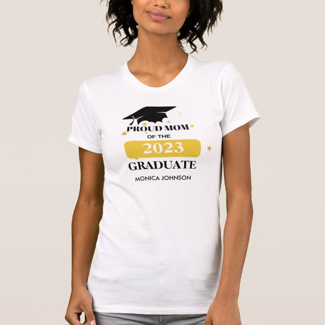 Camiseta Gold Orgullosa mamá graduación 2023 BLANCO (Anverso)