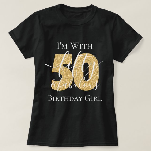 Camiseta Gold personalizado: 50 fabuloso Purpurina de cumpl (Diseño del anverso)
