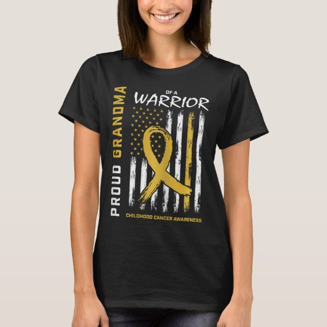 Camiseta Gold Proud Grandma Childhood Cancer Awareness Amer (Anverso)