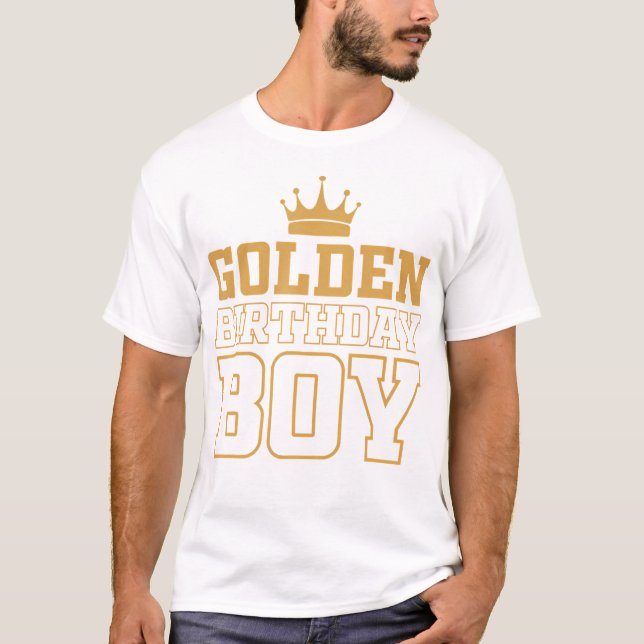 Camiseta Golden Birthday Boys Birthday Party Decoración Bda (Anverso)