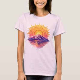 Camiseta Golden Boho Mandala Sun Mountain Sunset Reflection