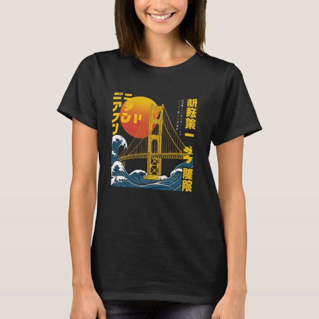 Camiseta Golden Bridge Estilo japonés Sunset California Bri (Anverso)