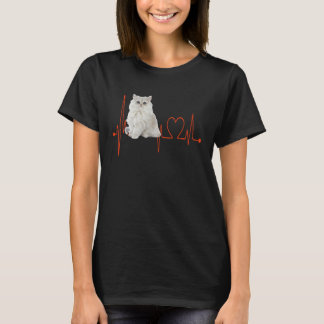 Camiseta Golden Chinchilla Persa Cat Heartbeat EKG Me Encan