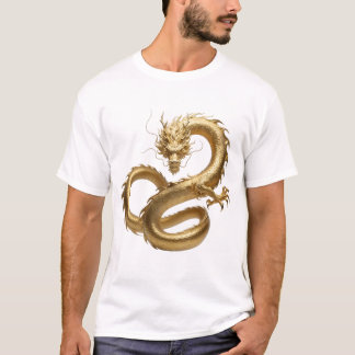 Camiseta Golden Chinese Dragon Art | Mythical Creature Fant