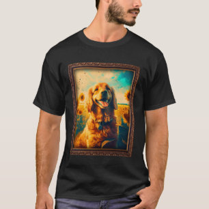 Camiseta Golden Cocker Retriever Pintando Flor de girasol