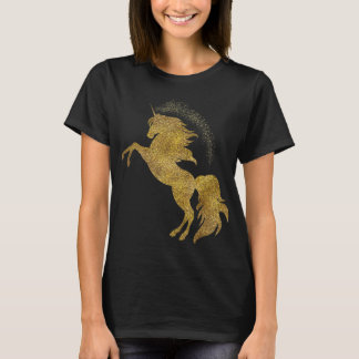 Camiseta Golden Cute Glitter Beautiful Unicorn T Gold Tee 8