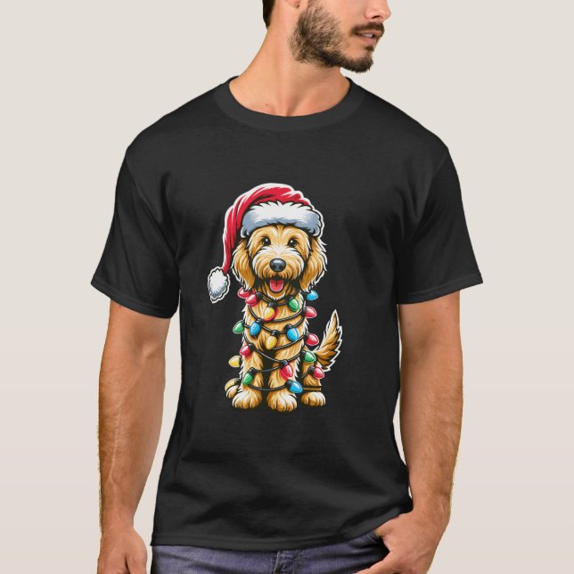 Camiseta Golden Doodle Christmas Tree Xmas Dog Pajamas Gold (Anverso)