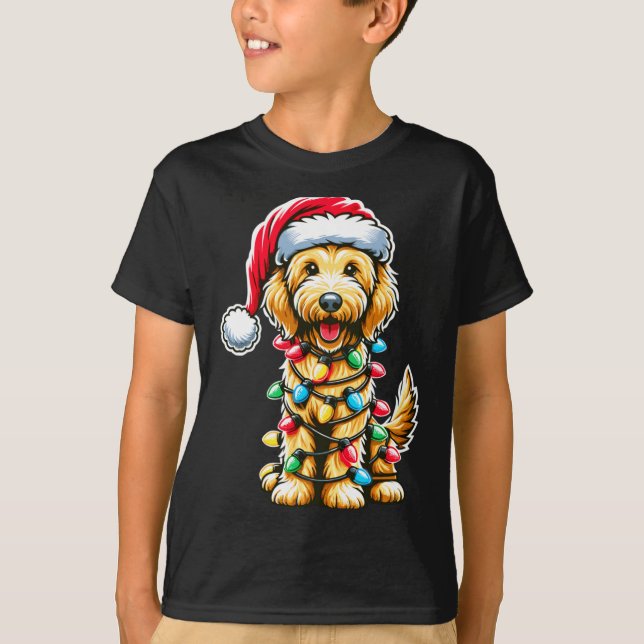 Camiseta Golden Doodle Christmas Tree Xmas Dog Pajamas Gold (Anverso)