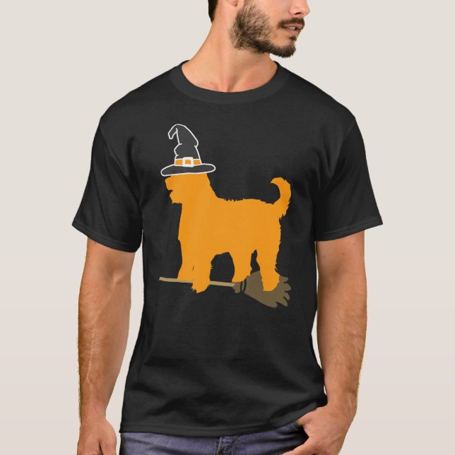 Camiseta Golden Doodle Dog Halloween Witch (Anverso)