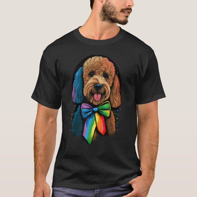 Camiseta Golden Doodle Gay Pride LGBT Rainbow Flag Goldendo (Anverso)