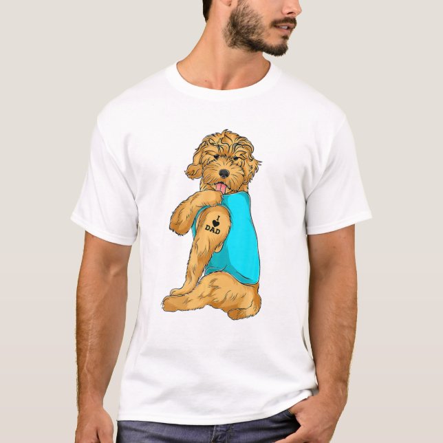 Camiseta Golden Doodle I Love Dad Tattoos Father Day Dog Lo (Anverso)