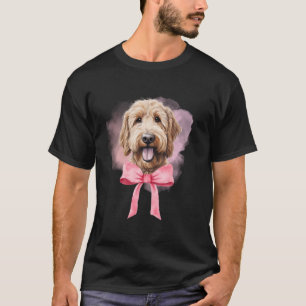 Camiseta Golden Doodle Lover Gigante Coquette Pink Bow Dog