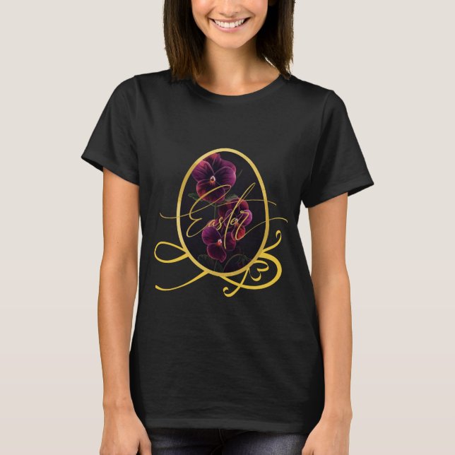 Camiseta Golden Easter Egg with Elegant Purple Iris (Anverso)