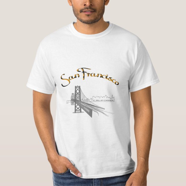 Camiseta Golden Gate Bridge, San Francisco, CA Gray/Gold (Anverso)