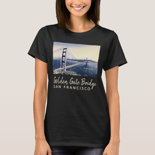 Camiseta Golden Gate Bridge San Francisco Watercolor Art (Anverso)