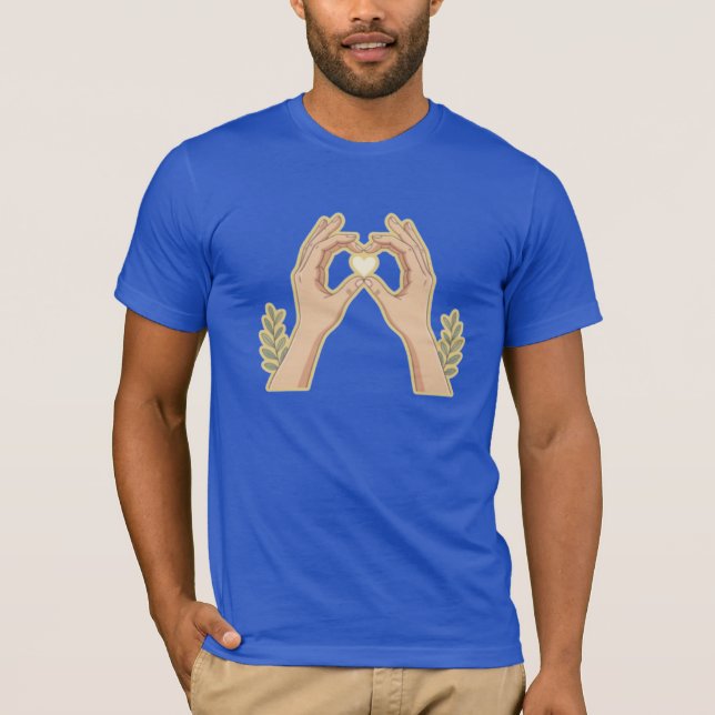 Camiseta Golden Hands Heart – Cute Family-Friendly Cartoon  (Anverso)