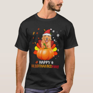 Camiseta Golden Happy Hallothanksmas Halloween para Navidad