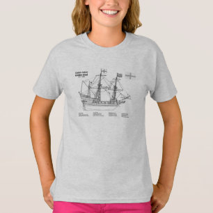 Camiseta Golden Hind - Planes de diseño de la huella del ba