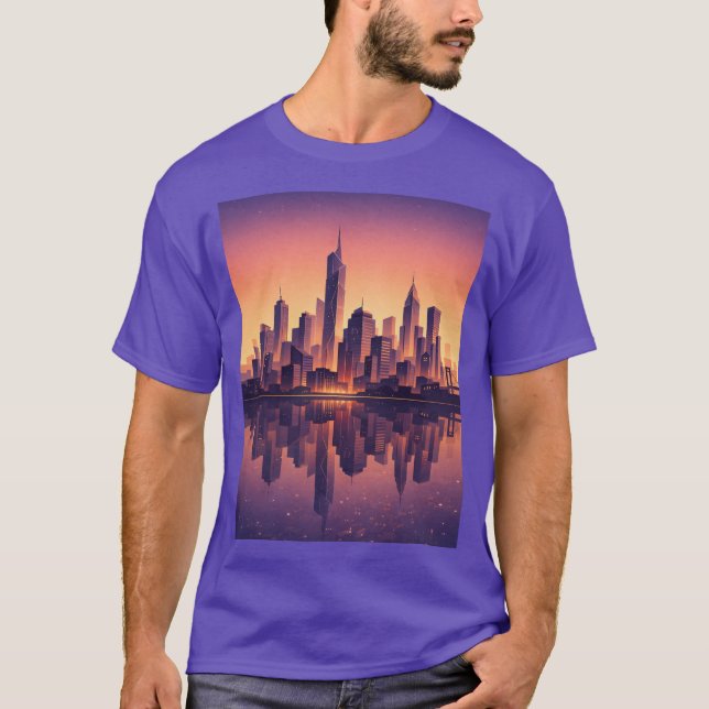 Camiseta Golden Hour Modern City Skyline – Minimalist Urban (Anverso)
