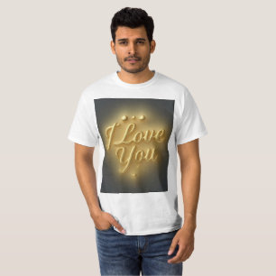 Camiseta Golden I Love You Regalo Romántico para P