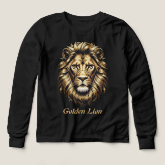 Camiseta Golden Lion Face - Elegante Li negro y or