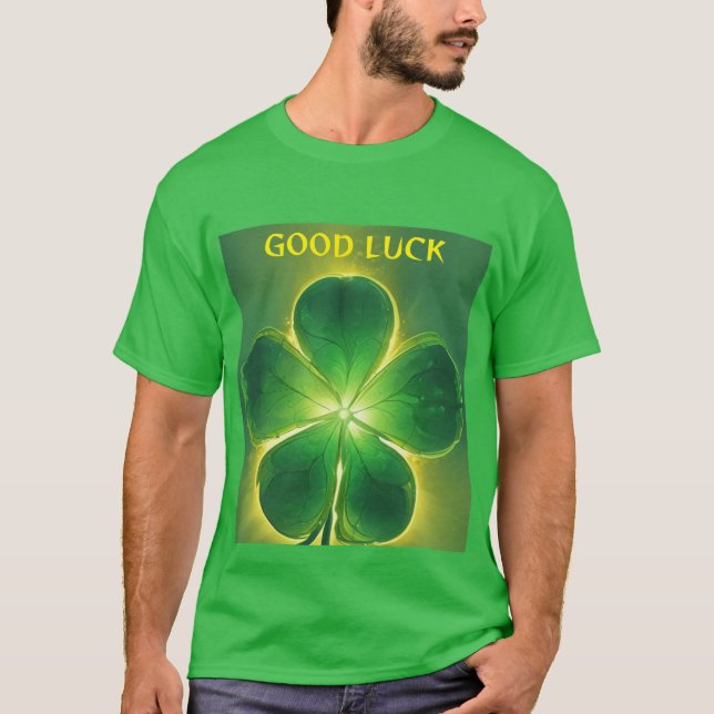 Camiseta Golden Lucky Clover Glow Buena Suerte (Anverso)