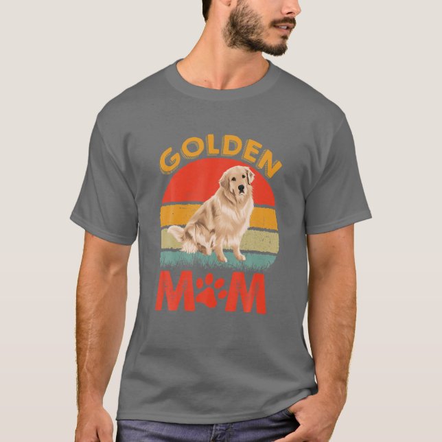 Camiseta Golden Mom Retro Sunset Golden Retriever Perro (Anverso)