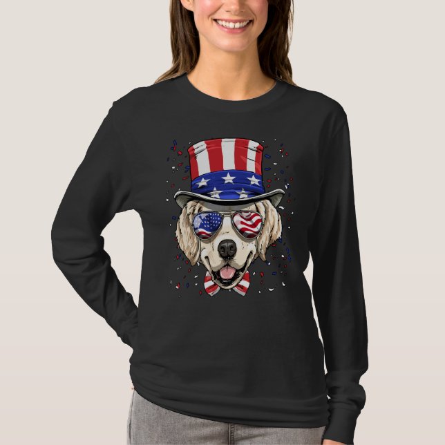 Camiseta Golden Retriever 4th Of July American Dog Usa Flag (Anverso)