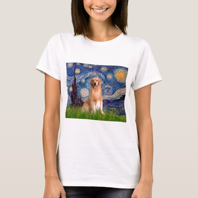 Camiseta Golden Retriever 8 - Noche estrellada (Anverso)
