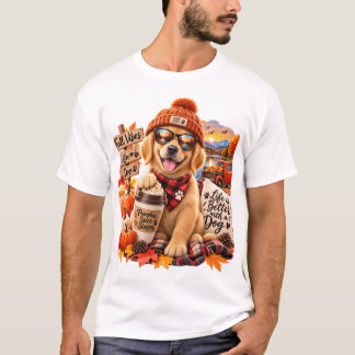 Camiseta Golden Retriever acogedor de especias de calabaza