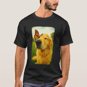 Camiseta Golden Retriever Adorable con Mariposa en Nariz Pe